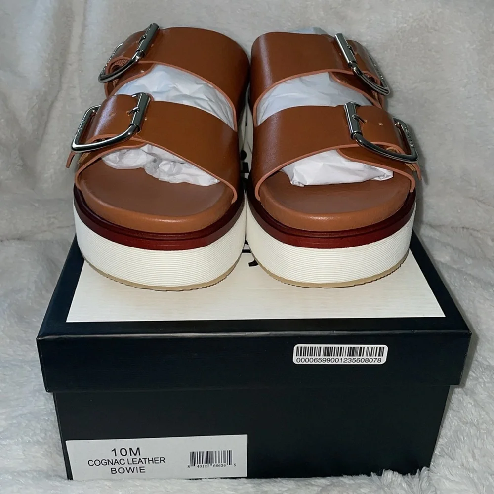 NWT J/SLIDES BOWIE Cognac Leather Sandal - Picture 5 of 12